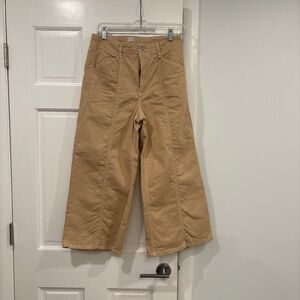 Cropped wide leg khaki pants